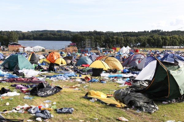 Image of rubbish and waste left at festival